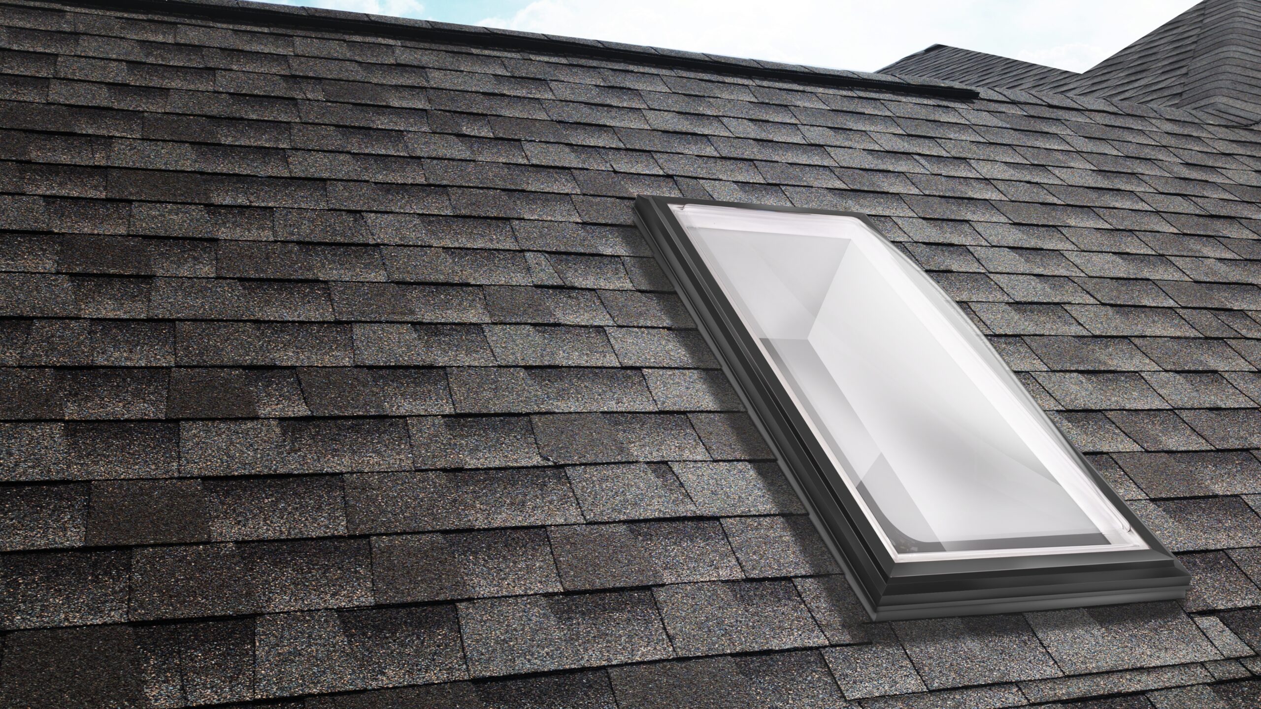 Acrylic dome skylight shingle roof hero