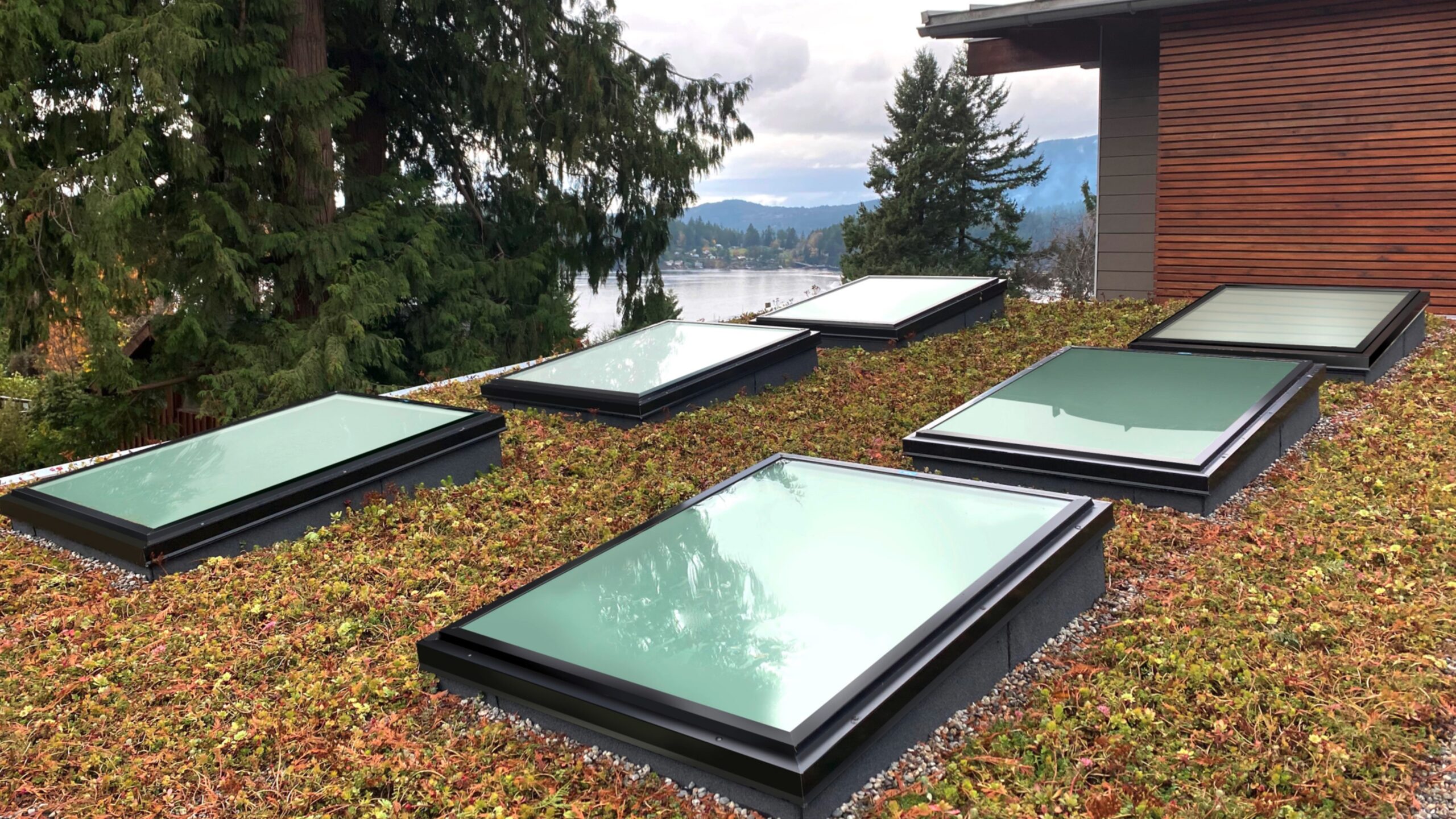 Six skylights flat natural roof hero