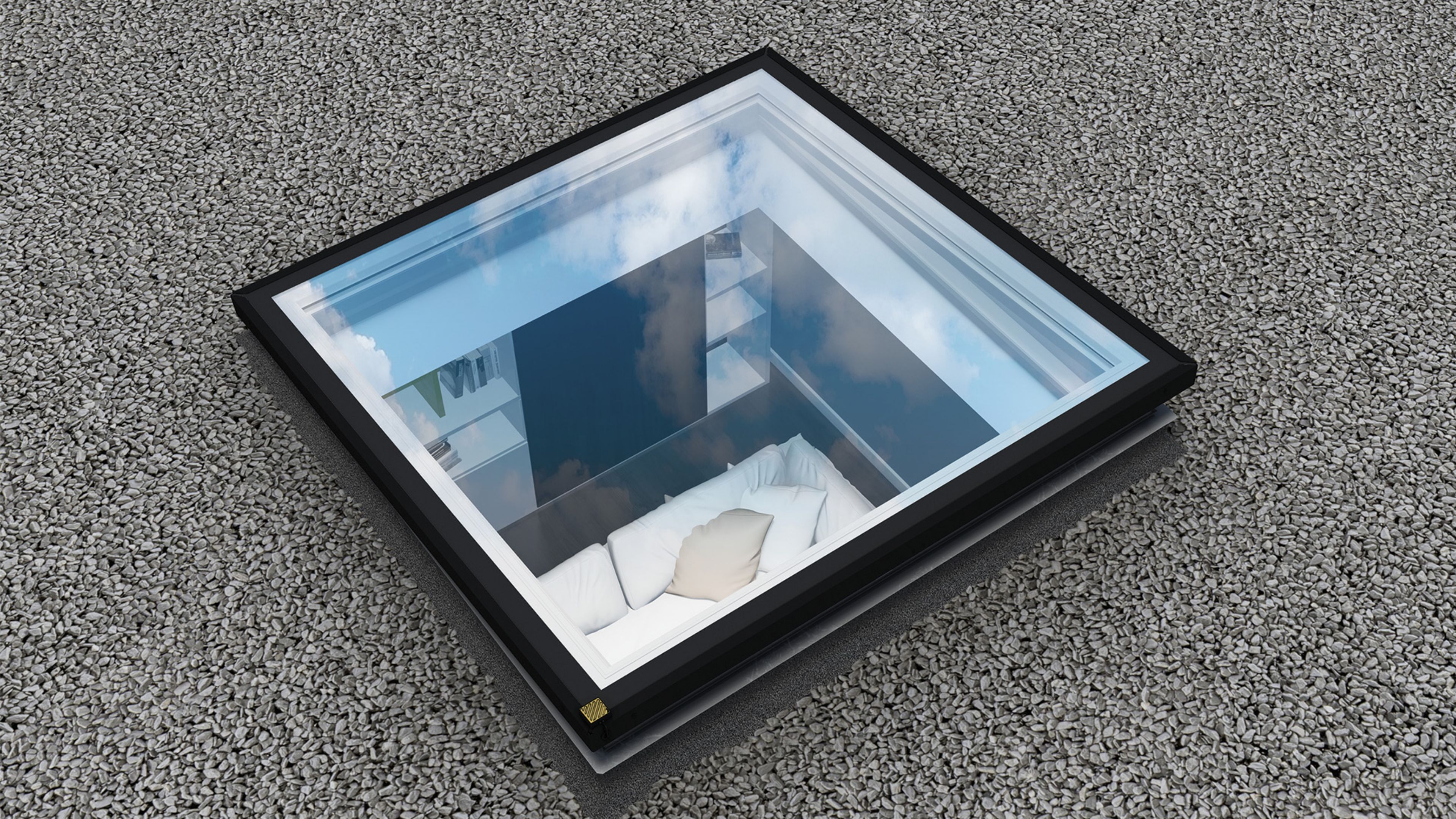 FAKRO DEG - Fenêtre de toit plat (solaire ou électrique) à ventilation, montée sur le toit-terrasse - double vitrage 8 Dxg roof window to living room