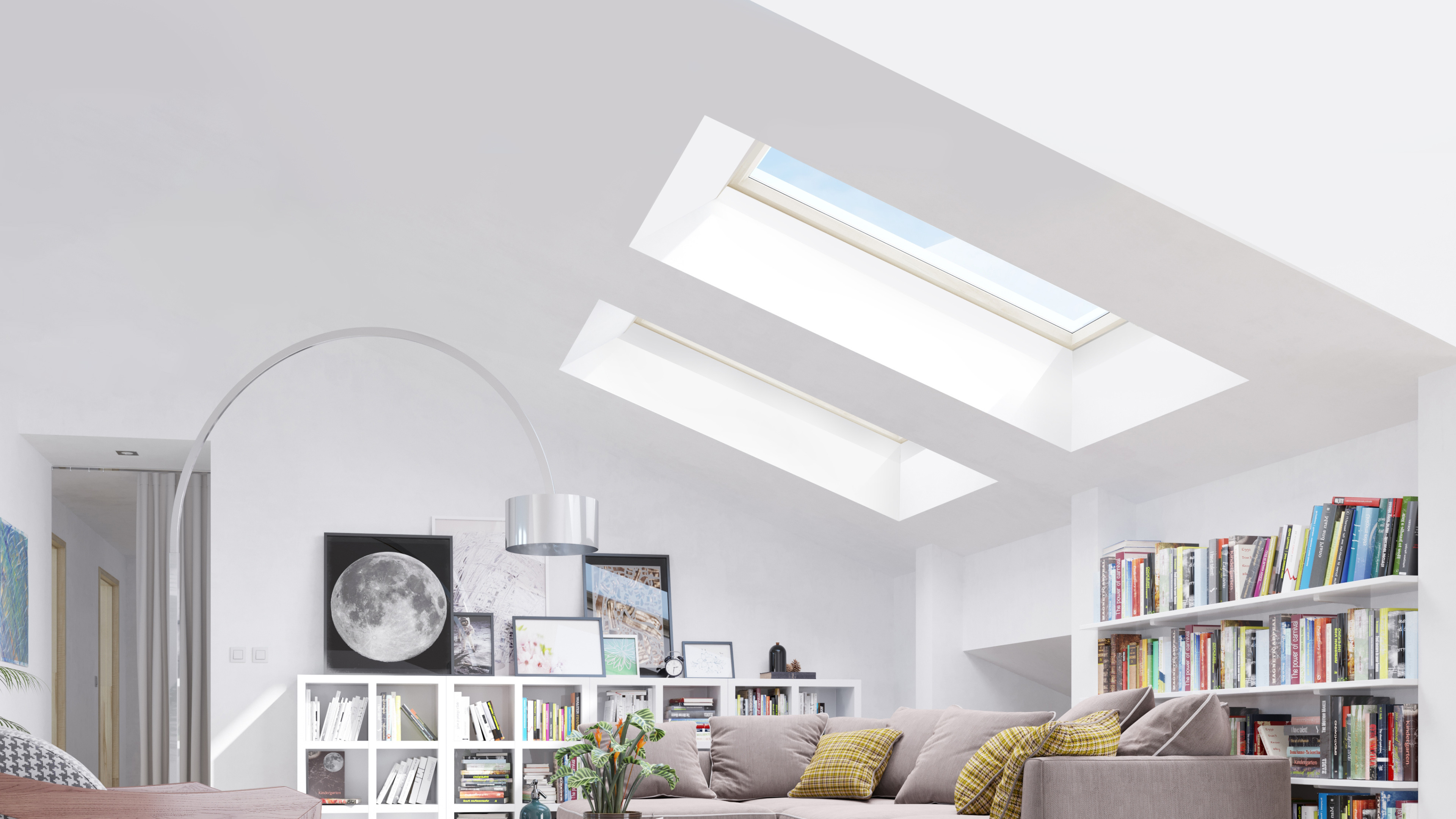 Two skylights over livingroom
